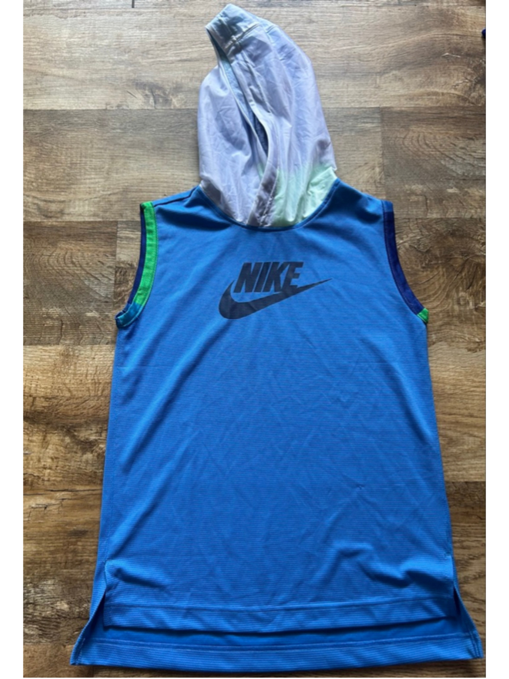 Nike Kids Blue Sleeveless Hoodie XL Multicolor Hood